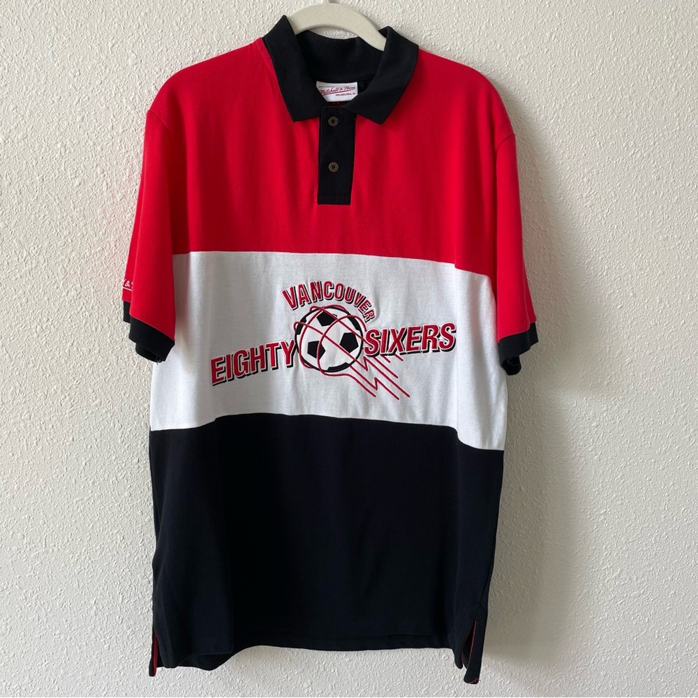 Mitchell & Ness Vancouver Whitecaps FC MLS Color Blocked Polo Size Medium Sporty